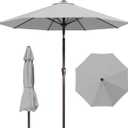 10FT Patio Umbrella Outdoor Market Umbrella with Crank and Tilt, 8 Flexible Fiberglass Ribs, UV-Resistant Waterproof Canopy for Patio, Deck, Garden, Backyard, Light Gray