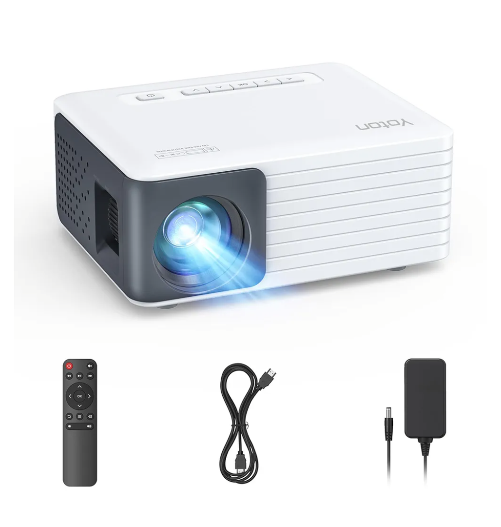 YOTON Mini Projector, Portable Phone Projector 1080P Supported, 6000 Lumens Brightness Home Projector Y3 Compatible with Fire Stick, HDMI, USB, PS5, Xbox, iOS, Android, Laptop