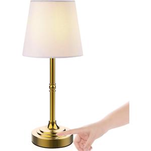 Rechargeable Battery Powered Table Lamp, Wireless LED Lamps, Cordless Touch Lamps, Stepless Dimmable Bedside Lamps, Night Lamp for Bedroom, Dinning Room, Kitchen Decor, Office (Bronze)