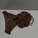 SHENHE Women's Halter Tankini Swimsuit Ruched Drawstring Mesh Bandeau Bathing Suits (Brown, L)