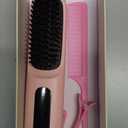 Go Brush Pro 2025 New Cordless Hair Straightener Brush - 199 Million Negative Ions, Compact & Travel-Friendly with LED Display, 4000mAh Rechargeable, Anti-Scald Mini Hot Comb for Women (Pink)