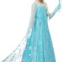 Spooktacular Creations Ice Princess Dress for Girls, Snow Princess Costume, Sequin Dress with Cape for Kid Halloween Birthday (Blue, S)