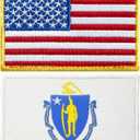 3 x stidsds 2 Pack American US Massachusetts Flag Patch USA Massachusetts MA State Flags Embroidered Patches United States Flags Military Tactical Patch for Clothes Hat Backpacks Pride Decorations