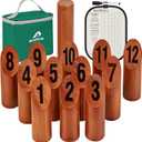 ApudArmis Wooden Tossing Game Set, Numbered Block Toss Games Set with Scoreboard & Carrying Case - Outdoor Lawn Backyard Beach Game for Kids Adults Family (Classic Mahogany)