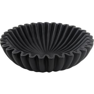 Large Modern Decorative Ruffle Bowl for Home Decor Fruit Bowl Organic Catch All Key Kitchen Entryway Shelf Coffee Table,Black