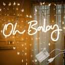 ATOLS Oh Baby Neon Sign for Wall Decor, Battery or USB Powered Led Sign, Light Up Sign for Baby Shower Decorations, Birthday Party, Wedding Decor, Size-16x7Inch