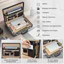 Briefcases for Men Carrying Case Document Attache Case for 16 Inch Laptop Waterproof Faux Leather Multi File Organizer with Anti-Theft Lock Professional Business Case for Work Office Travel, Black