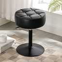 LUE BONA Adjustable Vanity Stool, 360°Swivel Vanity Chair for Makeup Room, Black Stool Chair for Vanity, Small Faux Leather Vanity Stools for Bathroom, Living Room