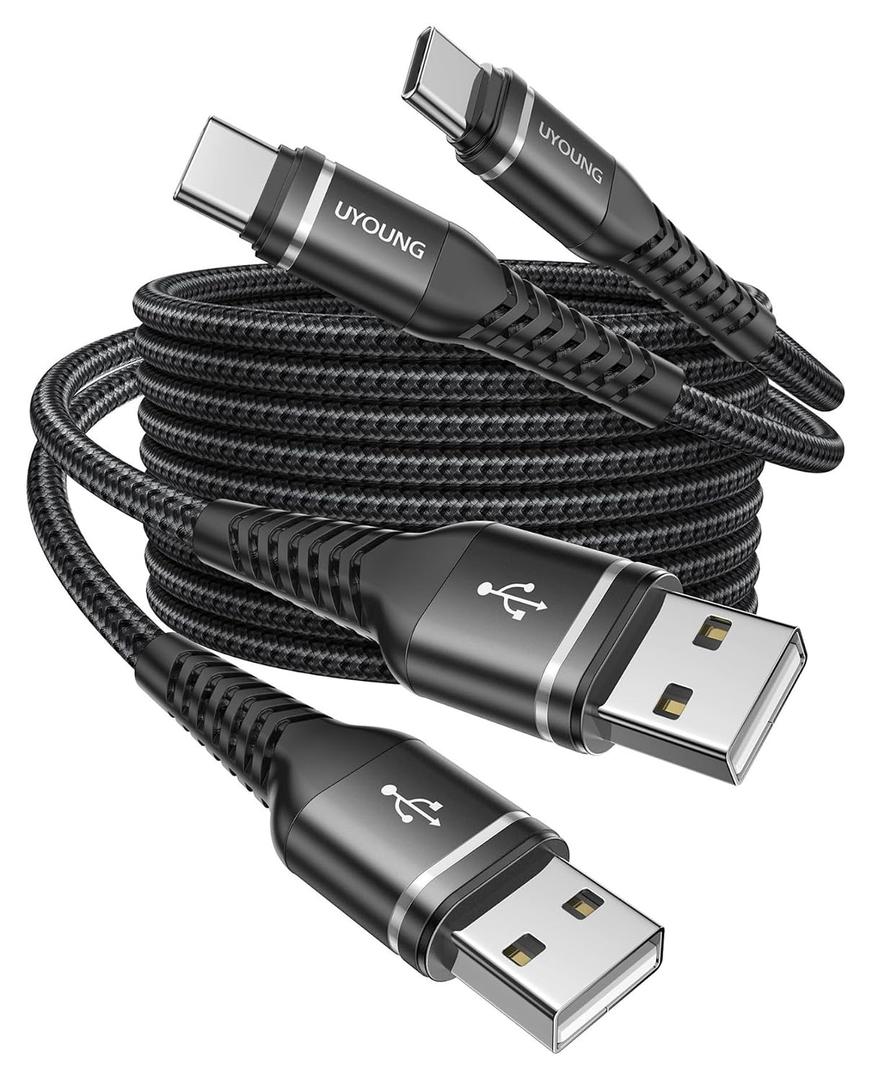 USB A to USB C Cable 60W Fast Charging 10FT, 2Pack USB to USBC Cable for CarPlay/Android Auto USB Type C Cable Durable Braided iPhone USB C Charger Cord for iPhone 17/16/15 Pro Max/Galaxy S26 and More