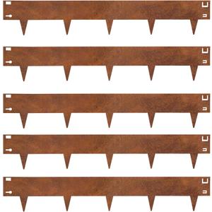 PROWORX Corten Steel Rust Landscape Edging Border, 5 Pack 42L x 7H Weather Resistant Bendable Metal Garden Lawn Edging for Landscaping, Yard Pathway (16.5 Ft Total)