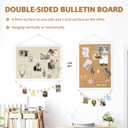Double-Sided Large Cork Board with Linen, 24" x 18" Hanging Wood Framed Bulletin Board, Picture Display Vision Board Corkboards for Wall Room School Office Decor, 20 Pushpins,1pack