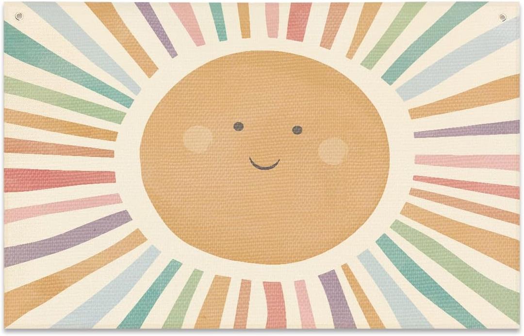 Watercolor Sun Banner Playroom Decor Banner Canvas 21 in x 33 in Hanging Flag Perfect for Kids Nursery and Playroom Wall Decor Stylish Room Decor for Boys and Girls Watercolor Sun Banner Playroom Decor Banner Canvas 21 in x 33 in Hanging Flag Perfect for Kids Nursery and Playroom Wall Decor Stylish Room Decor for Boys and Girls