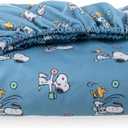 Berkshire Blanket Peanuts Fitted Sheet Full Size, Cute Character Snoopy Microfiber Sheet with Deep Pocket, Soft and Breathable, Snoopy's Morning Coffee Small Blue