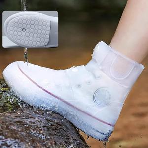 Rain Boot Covers Waterproof Rain Shoe Covers Silicone Shoe Protector Overshoes Sand Control Non-Slip Foldable Reusable Galoshes for Men Women Rainy Outdoor Cycling Fishing Camping (XXL, White)