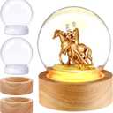 Irenare 2 Set DIY Snow Globes Set Colorful Light Make Your Own Snow Globe with LED Light Wooden Base Clear Plastic Globe Kit for Valentine's Day Christmas Decor Gift (3.9 Inch)