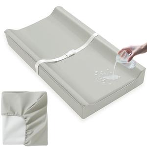 Vegan Leather Baby Changing Pad Covers for Girl, Boy, Waterproof & Wipeable Soft Diaper Changing Mat Cover.Fits Standard Changing Pads with Dimensions of 32" x 16". (Gray)