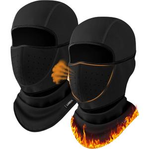 2 x Labeol Winter Balaclava Ski Mask with Breathable Mesh Mask, Warm Face Cover for Men Women Cold Weather Skiing Cycling (Black)