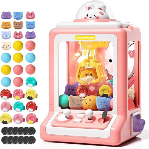 Rabbit Claw Machine for Kids, Mini Vending Machine with Game Coins & Music, Prize Dispenser Toys for Girls and Boys, Electronic Claw Game Machine for Party Birthdays, Includes 30 Mini Toys