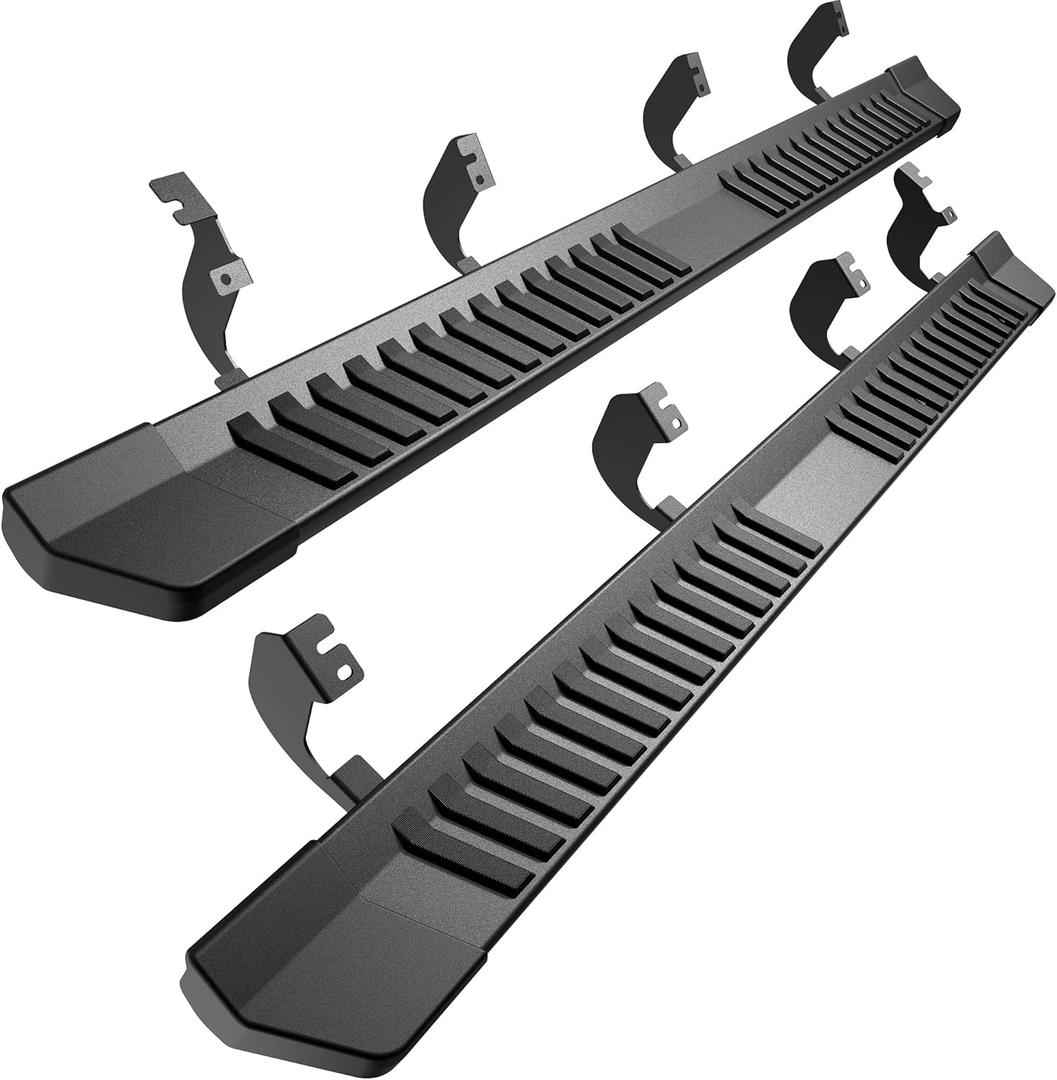 Crewmax Cab Running Boards Side Steps Compatible with 2022 2023 2024 2025 Toyota Tundra Crewmax Cab 4 Full Size Doors, Black Textured Aluminum Nerf Bars (Alu-twill anti-slip black)