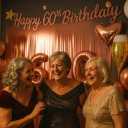 60th Birthday Decorations for Women  Rose Gold Party Kit with Tiara, Sash, Balloons, Banner, Cake Topper  Gift Set for Her Special Day