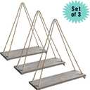 3 x 17 x 5 inch Wall Hanging Floating Shelves, Distressed Wood Farmhouse Organizer, Rustic Home Décor for Living Room Bathroom Bedroom Kitchen Apartment, Set of 3, Grey