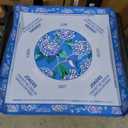 Tegeme Large Mahjong Mat 22 x 22 Inch Blue Hydrangeas Mahjong Mat Anti Slip Game Rug for Mah Jong Card Board Tile Games