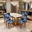 Chair Covers Dining Room Set of 4,Printed Patterned Stretch Non Slip Chair Slipcover Removable Washable Kitchen Chair Protector Cover for Home Hotel Banquet Party Office (Dark Navy White Orchid Leaf)
