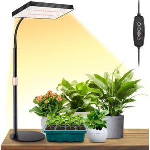 LBW Desk Grow Light, Full Spectrum Plant Light for Indoor Plants, Grow Lamps with 4/8/12H Timer, 10"-26" Height Adjustable, 6 Brightness Levels (One-Head)