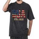 4th of July USA Shirts for Men - 2025 Oversized Crewneck American Flag USA 1776-2025 Shirts Large