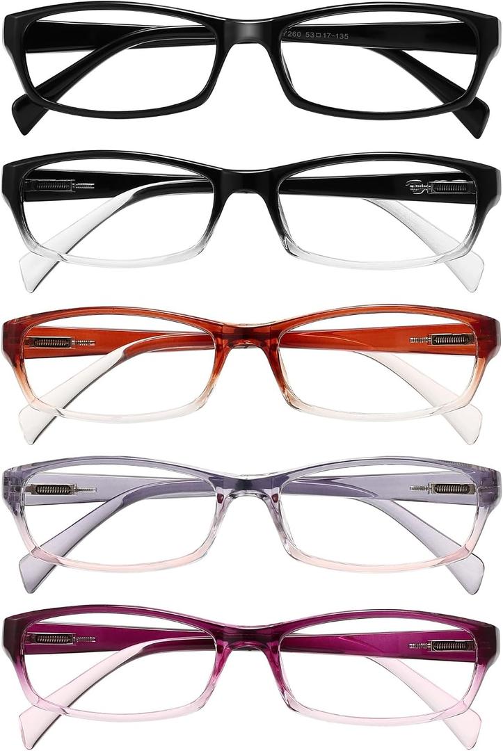 Gaoye 2.0 Reading Glasses for Women, 5 pack Fashion Readers for Women Spring Hinge Eye Glasses, Blue Light Reading Glasses