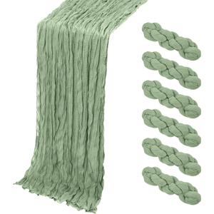6 Pack Sage Green Cheesecloth Table Runner, 17 x 108 Inch, Gauze Cheese Cloth Table Runner Rustic Sheer Runner for Wedding Birthday Party Baby Shower Table Decor(Sage Green)