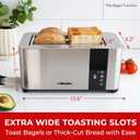 Mueller UltraToast Stainless Steel Toaster 4 Slice Extra-Wide 1.6" Slots for Artisan Bread, Bagels & Frozen Waffles, 6 Browning Levels, LED Display, Cancel/Defrost/Reheat, Removable Crumb Tray