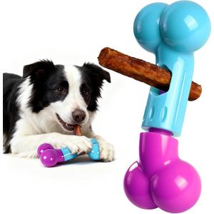 Apasiri Bully Stick Holder for Aggressive Chewers - Tough Dog Toy Prevent Choking and Free Up Your Hands, Bacon Flavored Nylon Chew Toy for Medium & Large Dogs to Keep Them Busy, Gift for Dogs, Pink