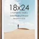 18x24 Solid Walnut Wood Picture Frame, 18 x 24 Picture Frame With Mat For 16x20, 18x24 Poster Frames for Wall, Wooden Photo Frame with HD Tempered Glass,Vertical & Horizontal Wall Hanging Display, 18"24"-1p