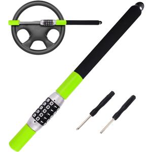 Tevlaphee Steering Wheel Lock, Car Lock Anti Theft Keyless Extendable Retractable Password 5 Coded Combination Lock, Heavy Duty Universal Fit (Green) Tevlaphee Steering Wheel Lock, Car Lock Anti Theft Keyless Extendable Retractable Password 5 Coded Combination Lock, Heavy Duty Universal Fit (Green)