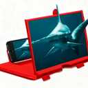 12inch Phone Screen Magnifier with HD Enlargement Display and Phone Stand. 3D HD visuals, Stable Foldable Design, Compatible with All Smartphones (Red)