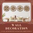 Yulejo 4 Pcs Thicken Rustic Wall Decor Farmhouse Kitchen Wall Round Art Wooden Hollow Carved Design Rustic Art for Living Room Bedroom Hallway Decor (15.7 x 15.7 Inch,Light Brown)