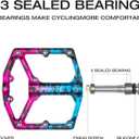 Road/Mountain Bike Pedals - 3 Bearings Bicycle Pedals - 9/16 CNC Machined Flat Pedals with Removable Anti-Skid Nails