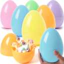 JOYIN 6 Pcs Large Pastel Easter Eggs, 6 Inches Jumbo Plastic Eggs Fillable for Easter Themed Hunt Colorful Basket Stuffers Fillers Filling Treats Party Favor Classroom Prize Supplies