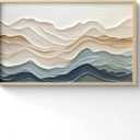 FAEKSUR Framed Abstract Neutral Wall Art for Living Room, Modern Watercolor Wave Landscape Canvas Print, Boho Minimalist Wall Art Home Decor for Bedroom, Dining Room, Office, 16x24 Inch