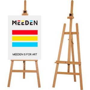 MEEDEN Painting Wooden Art Easel: Solid Beechwood Display Easel Stand Hold Canvas up to 43'' - Adjustable Easel from 57''-76" for Adults Student Studio Gallery - Natural