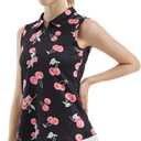 FKEEP Women's Sleeveless Polo Golf Tennis Shirt Tank Tops T-Shirts V-Neck with Collar Quick Dry Workout Athletic (Black, XS)