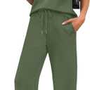 WIHOLL 2 Piece Sets for Women Casual Summer Travel Vacation Outfits Cap Sleeve Lounge Set, Size S