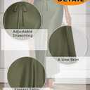 Women's Maxi Skirts Satin Drawstring High Waisted Silk Elegant Flowy Casual A-Line Long Skirt for Women (Green, S)