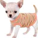 Elevate Your Pet's Comfort and Fashion: Premium 100% Cotton Rib Dog Shirt Vest for Small Breeds Like Chihuahuas, Yorkies, and Puppies .Year-Round Style with Tank-Style Puppy Attire Orange Medium