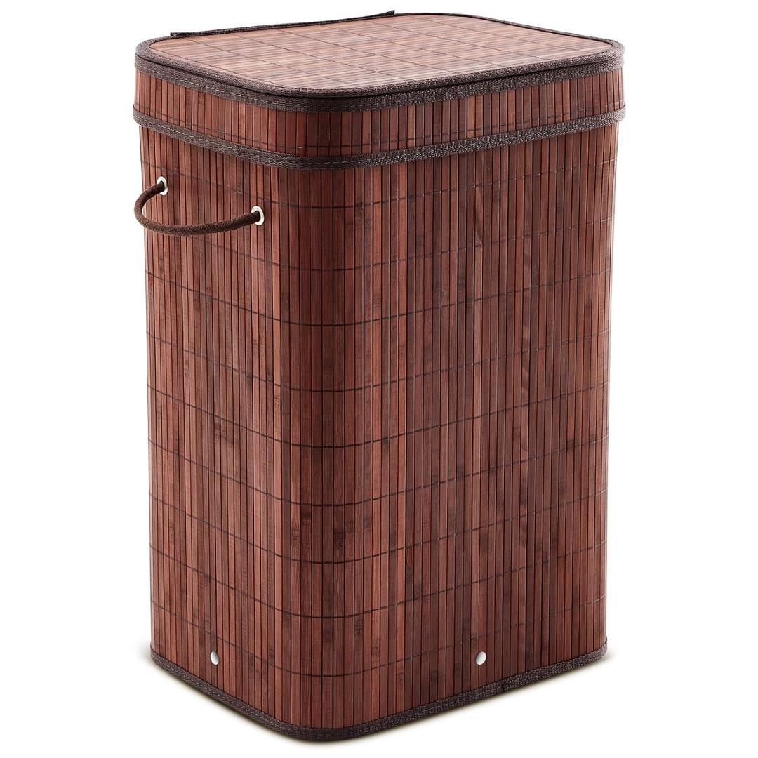 1 Pack 21 Gallon Bamboo Slim Trash Can with Lid Foldable(Brown)