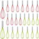 FoldTier 24 Sets 12 Inch Whisks Bulk DIY Fillable Whisk Gifts Colored Silicone Whisks for Cooking Heat Resistant Egg Beaters for Candy Holder Party Favors