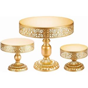 3PCS Gold Cake Stand Cupcake Holder Decorative Iron Reusable Detachable Stable Cupcake Tray for Party
