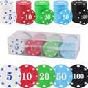 Plastic Poker Chips Set with Storage Box for Blackjack, Texas Hold'em, Night Poker Games