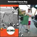 Wellmax Folding Shopping Cart with Canvas Bag & Cover, Holds 120 lb, Green